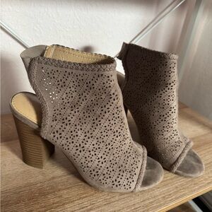 Lauren Conrad Taupe Peep-Toe Heeled Boots